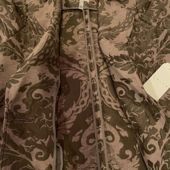 Leith Jacquard Light Pink & Brown Long Duster Jacket Size Small NWT - Picture 12 of 16